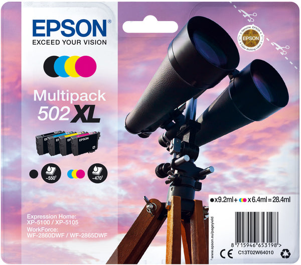 Epson 502XL Tintenpatronen-Multipack, 4 Farben