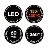 MAXXMEE
Haarstyler Lockenstab Glätteisen
Locken & Glätten, 150-230°C, Kaltspitze zum Anfassen
