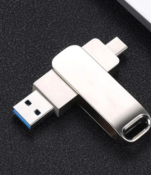 2 in 1 USB-Flash-Laufwerk Metall Smart-Ackerschott USB C-Stick mit 8GB bis 128GB