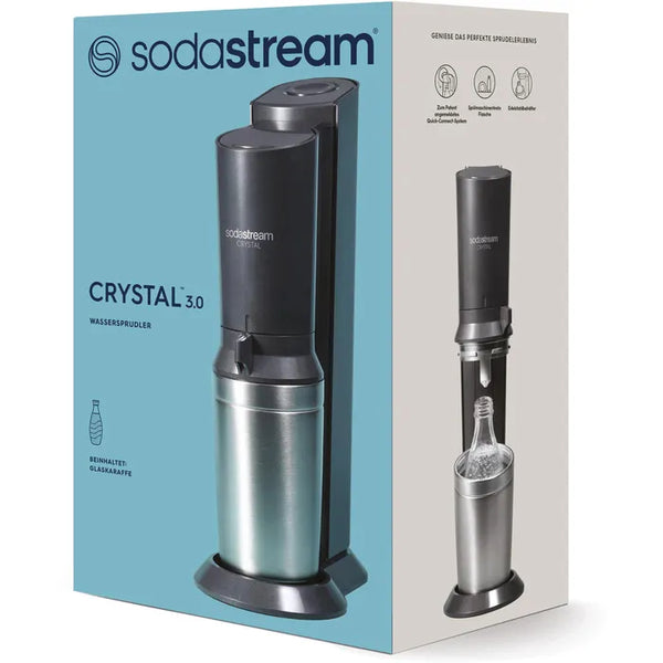 Sodastream Wassersprudler Crystal 3.0, schwarz, mit 1 Glasflasche und 1 Zylinder