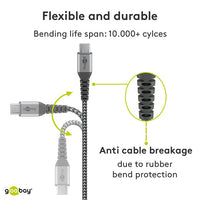 USB-C™-auf-USB-C™-Textilkabel mit Metallsteckern 0,5 m