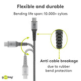USB-C™-auf-USB-C™-Textilkabel mit Metallsteckern 0,5 m