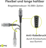 Goobay 49303 USB-C Kabel 10 Gbps – Extra Robustes Premium Textilkabel mit Metallsteckern - 2m