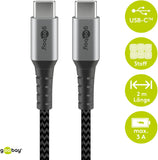 Goobay 49303 USB-C Kabel 10 Gbps – Extra Robustes Premium Textilkabel mit Metallsteckern - 2m