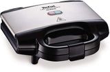 Tefal Ultracompact Sandwichmaker SM1552 | für dreieckige Sandwichtoasts | antihaftbeschichtete Platten | leichte Reinigung | kein Anbrennen | 700W | Sandwich-Grill | 26.5 x 12 x 26 cm, Edelstahl/Schwarz