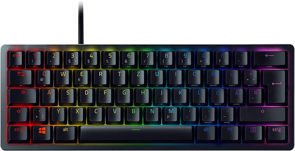 Razer Huntsman Mini (Purple Switch) - Kompakte 60% Gaming Tastatur mit opto-mechanischen Schaltern (PBT-Tastenkappen, abnehmbares USB-C Kabel) QWERTZ DE-Layout | Schwarz