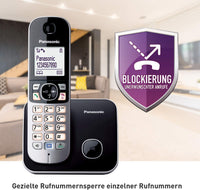 Panasonic KX-TG6811GB DECT Schnurlostelefon (strahlungsarm, Eco-Modus GAP Telefon, ohne Anrufbeantworter, Festnetz, Anrufsperre) schwarz