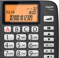 Gigaset DL580 - schnurgebundenes Senioren Telefon - Tischtelefon mit extra leichter Bedienung und beleuchtetem Farbdisplay, schwarz