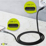 Goobay 49303 USB-C Kabel 10 Gbps – Extra Robustes Premium Textilkabel mit Metallsteckern - 2m