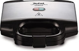 Tefal Ultracompact Sandwichmaker SM1552 | für dreieckige Sandwichtoasts | antihaftbeschichtete Platten | leichte Reinigung | kein Anbrennen | 700W | Sandwich-Grill | 26.5 x 12 x 26 cm, Edelstahl/Schwarz