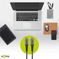 USB-C™-auf-USB-C™-Textilkabel mit Metallsteckern 0,5 m
