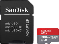 SanDisk Ultra 200GB MicroSDXC Speicherkarte + SD-Adapter mit A1 App-Leistung bis zu 100 MB/s, Klasse 10, U1