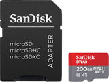 SanDisk Ultra 200GB MicroSDXC Speicherkarte + SD-Adapter mit A1 App-Leistung bis zu 100 MB/s, Klasse 10, U1