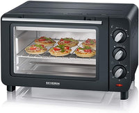 SEVERIN Back- und Toastofen, Mini Heißluftofen mit 14 L , 1.200 W, schwarz, TO 2064