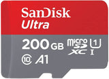 SanDisk Ultra 200GB MicroSDXC Speicherkarte + SD-Adapter mit A1 App-Leistung bis zu 100 MB/s, Klasse 10, U1