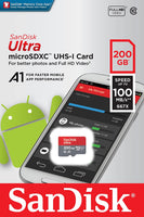 SanDisk Ultra 200GB MicroSDXC Speicherkarte + SD-Adapter mit A1 App-Leistung bis zu 100 MB/s, Klasse 10, U1