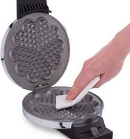Cloer 185 Waffeleisen für kuchenartige Waffeln / 930 W/Waffelgröße 16 cm/schwere Backplatten/optische und akustische Fertigmeldung/Edelstahlgehäuse, Edelstahl, Chrom