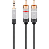 Goobay 79066 Plus MP3 Klinke zu Cinch Audio Adapterkabel, 5 m - Klinke 3,5 mm Stecker (3-Pin, stereo) > 2x Cinch-Stecker (Audio links/rechts)