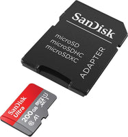 SanDisk Ultra 200GB MicroSDXC Speicherkarte + SD-Adapter mit A1 App-Leistung bis zu 100 MB/s, Klasse 10, U1