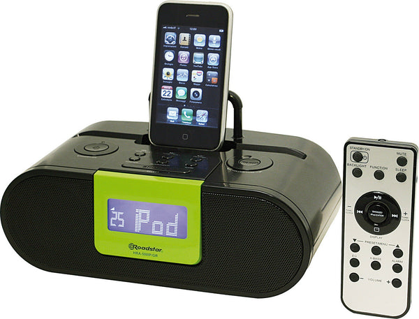 Roadstar HRA-500IP gr iPod iPhone iPad Docking Station mit Radio und Wecker aussteller